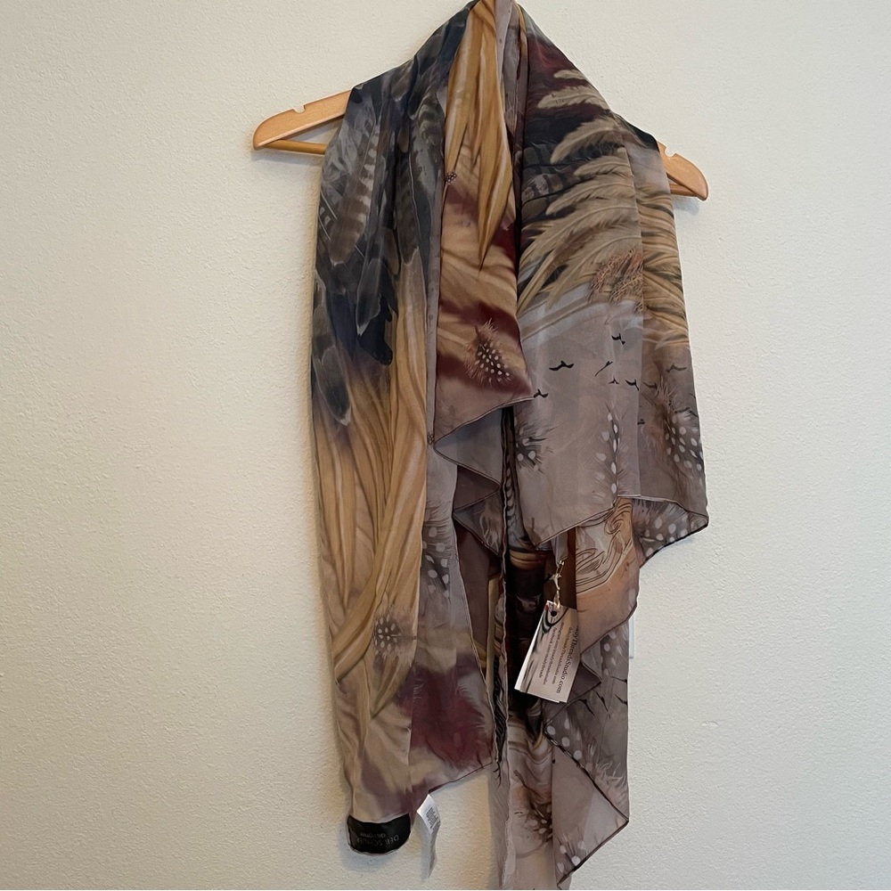 Deb Schlier Chiffon‎ Scarf Phoenix Wings 55”x55” NWT